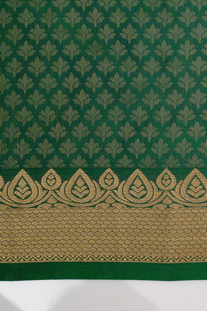 Peacock green small Border pure kanchipuram silk saree