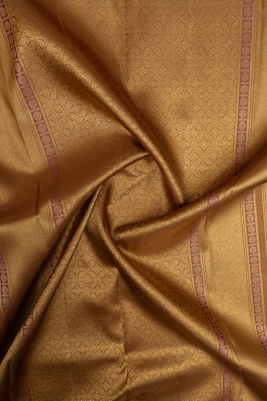 Ruby red and khaki gold  traditional pure kanchipuram silk saree