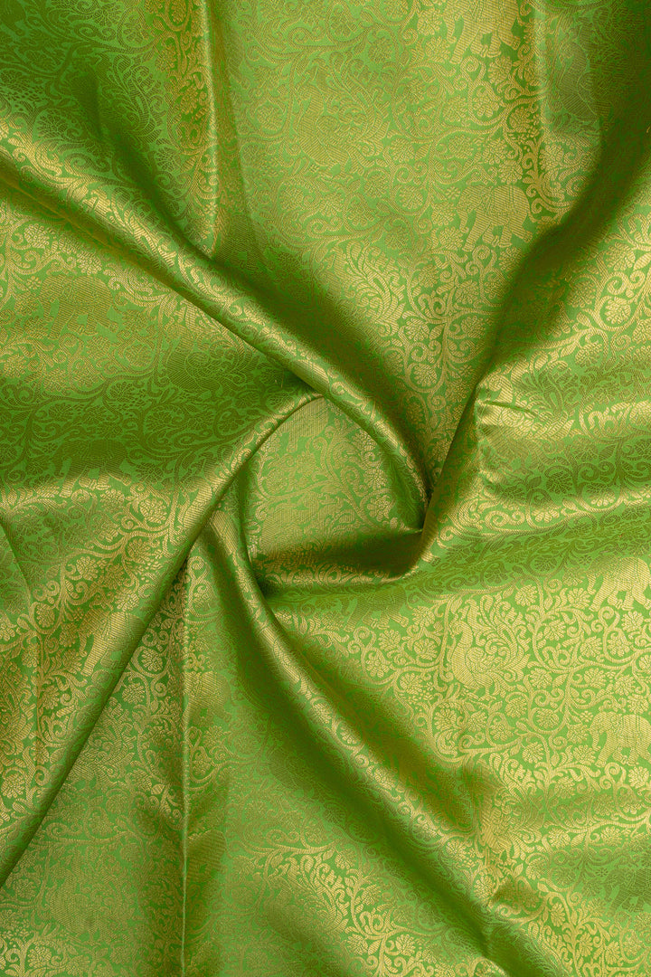 Apple green and red brocade pure kanchipuram silk saree