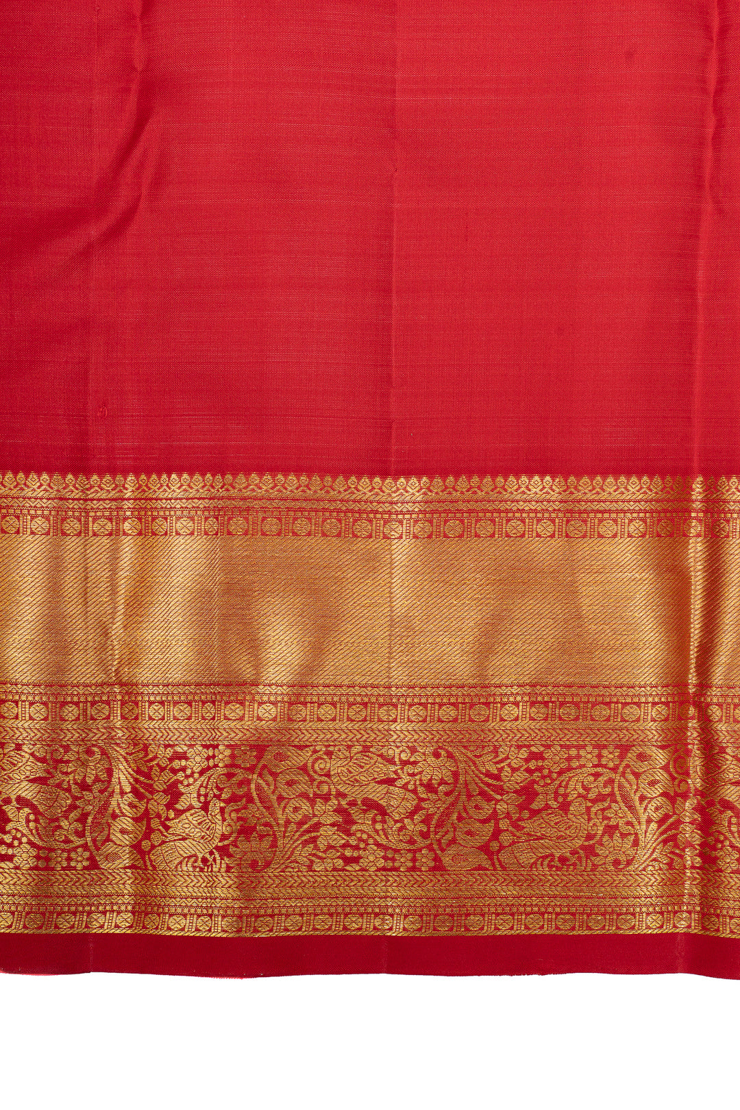 Ivory and red traditional pure kanchipuram silk saree