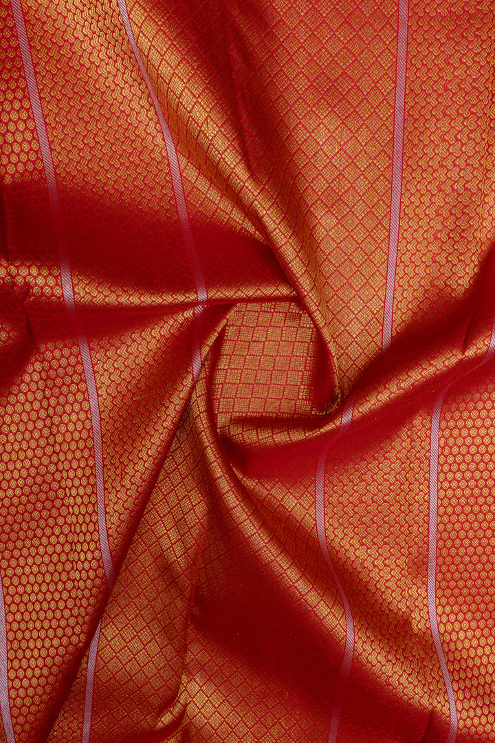 Crimson red brocade pure kanchipuram silk saree