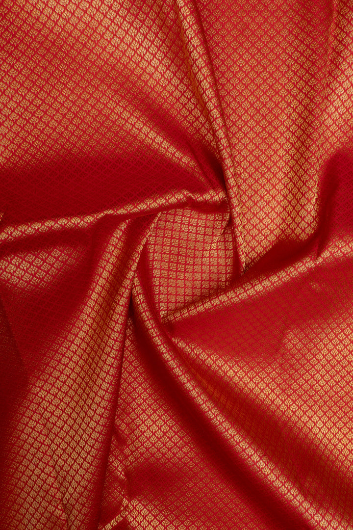 Crimson red brocade pure kanchipuram silk saree