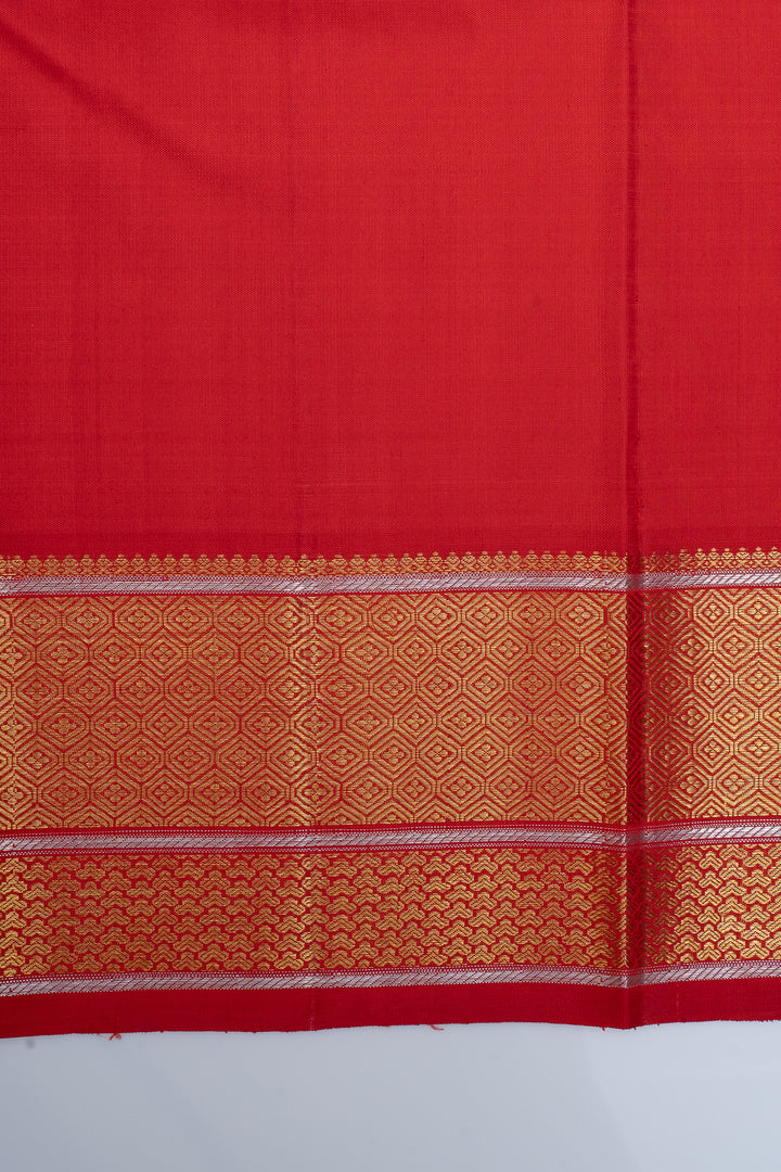 Crimson red brocade pure kanchipuram silk saree