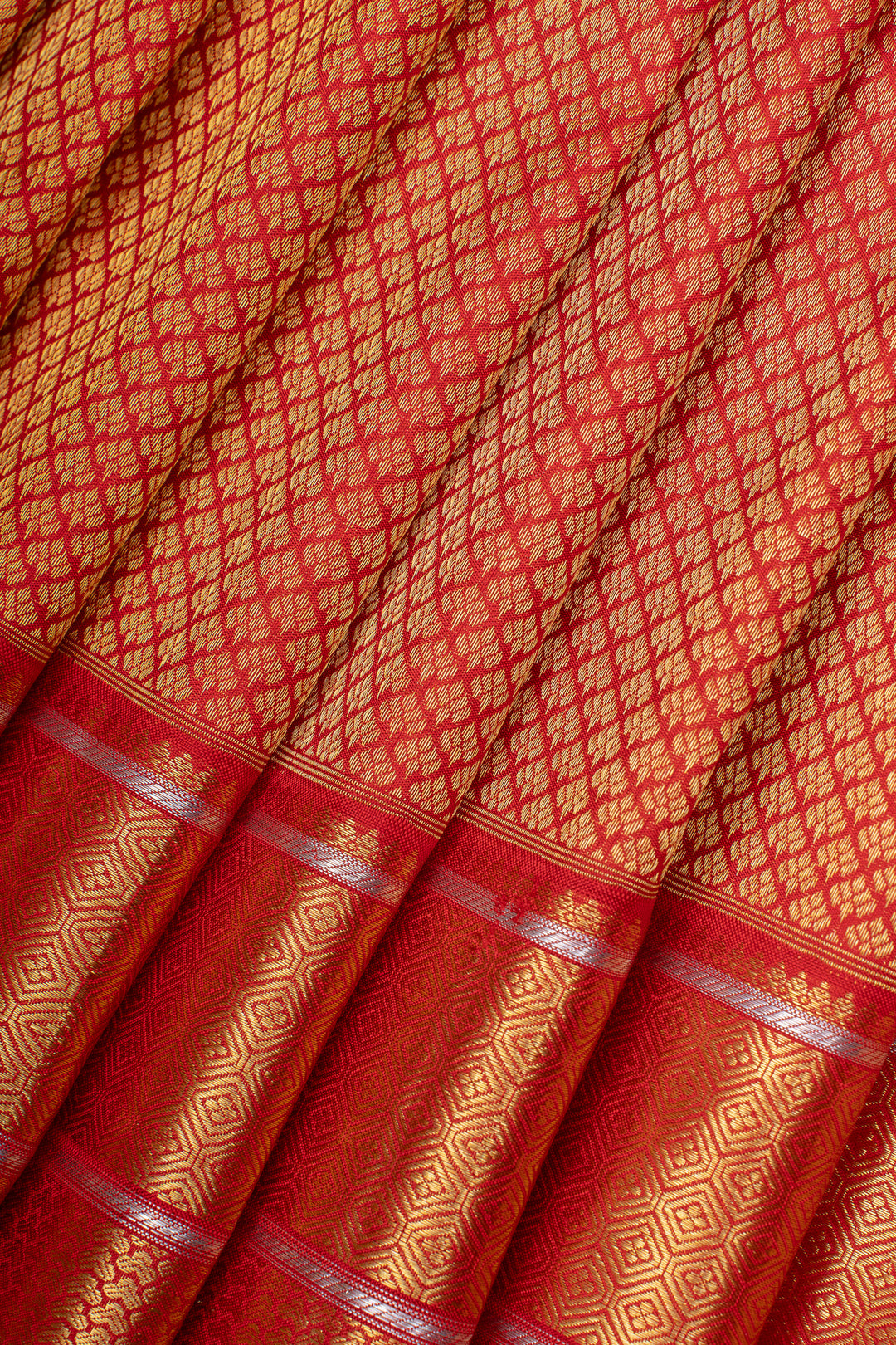 Crimson red brocade pure kanchipuram silk saree