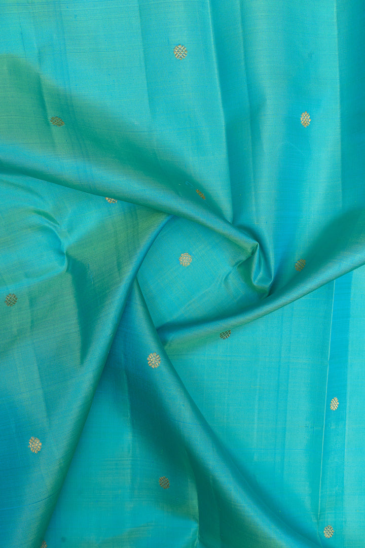 Teal Blue and purple traditional pure kanchipuram silk saree