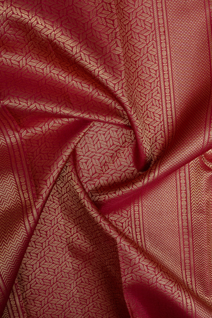 Crimson red vairaoosi pure kanchipuram silk saree