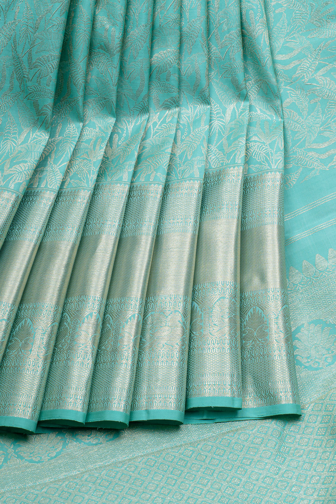 Pastel blue brocade pure kanchipuram silk saree