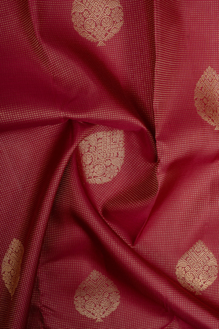 Crimson red vairaoosi pure kanchipuram silk saree