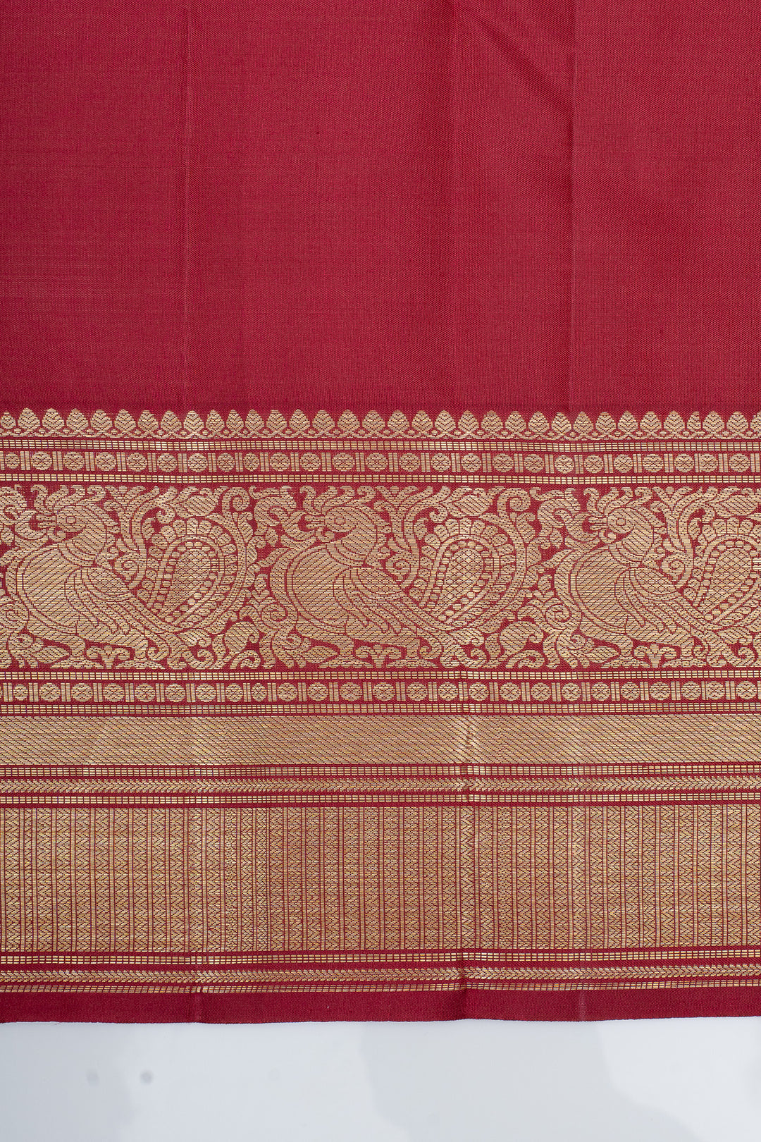 Crimson red vairaoosi pure kanchipuram silk saree