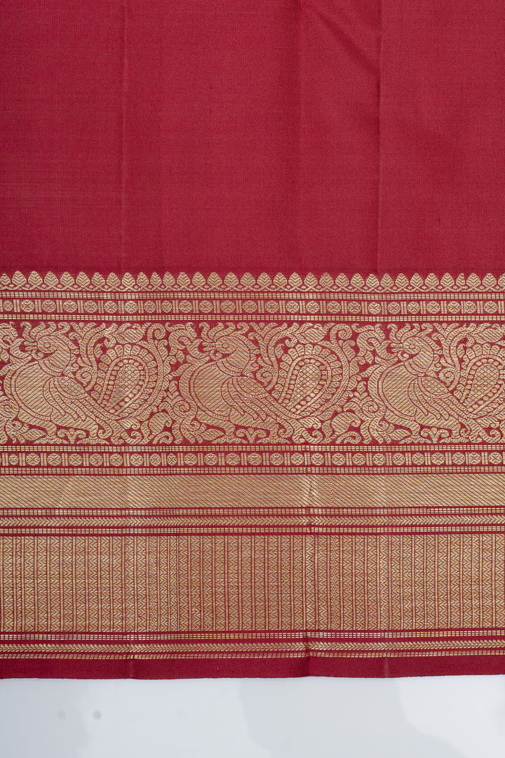 Crimson red vairaoosi pure kanchipuram silk saree