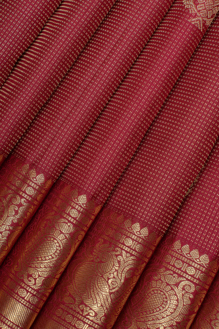 Crimson red vairaoosi pure kanchipuram silk saree