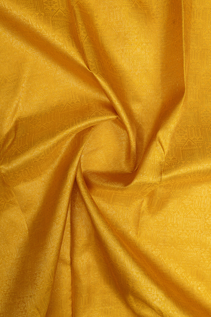 Mustard and teal brocade pure kanchipuram silk saree