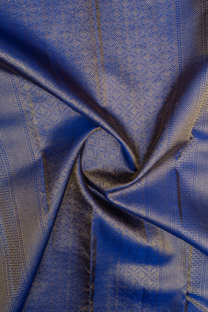 Azure blue horse motifs pure kanchipuram silk saree