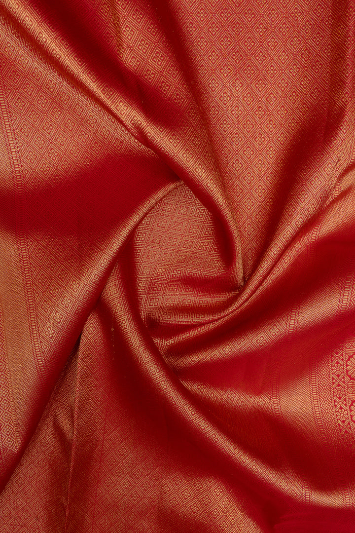 Traditional red brocade pure kanchipuram silk saree