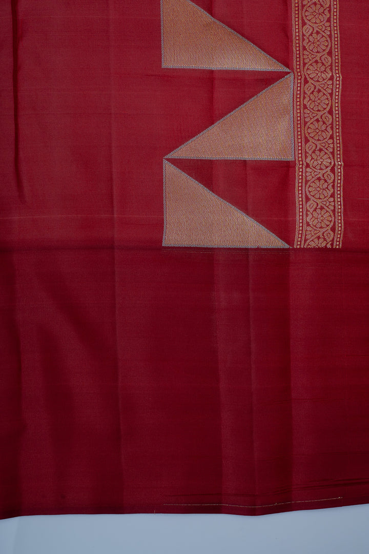 Pastel Green brocade and red temple pure kanchipuram silk saree