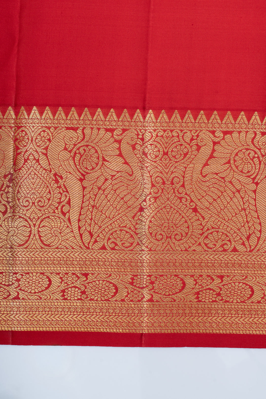 Traditional red brocade pure kanchipuram silk saree