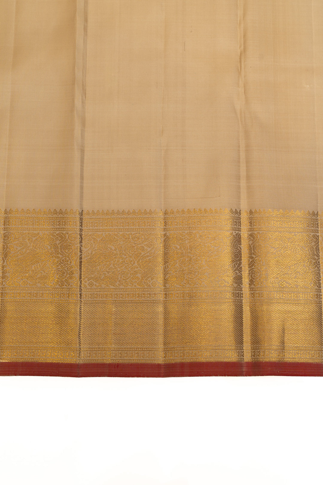 Champagne gold Zari checks pure Kanchipuram silk saree