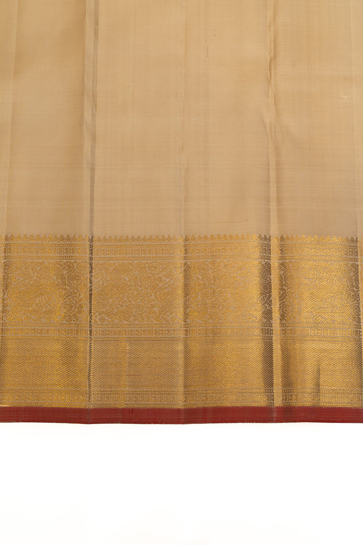 Champagne gold Zari checks pure Kanchipuram silk saree