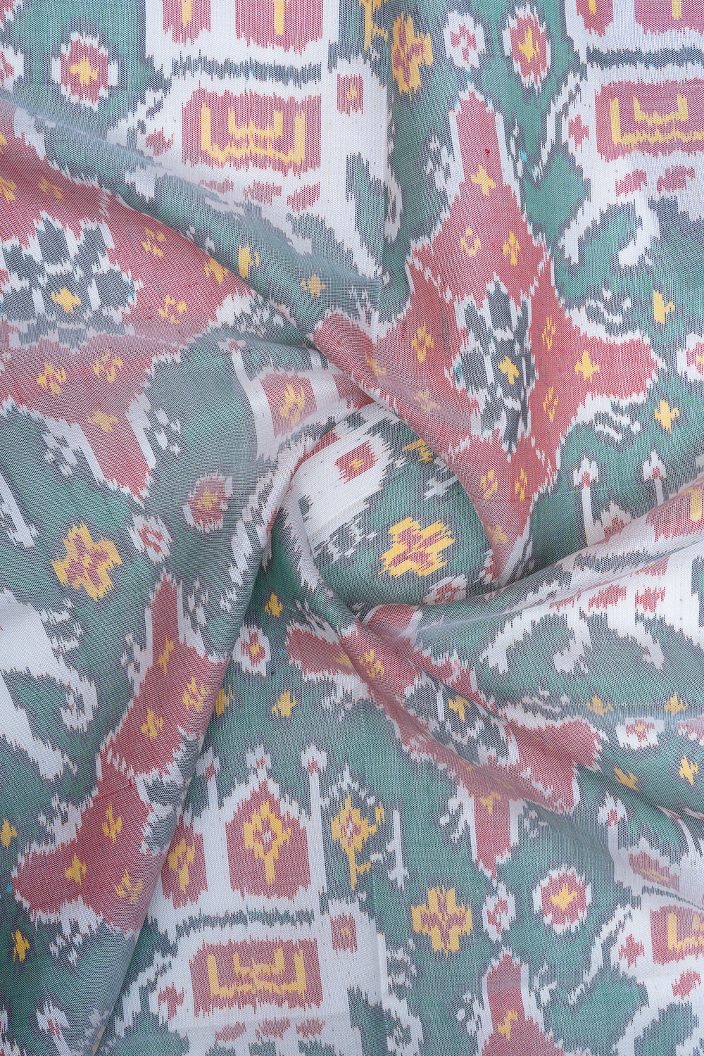 Off white and green pure patola silk saree