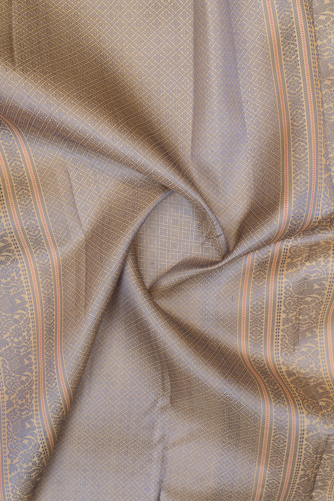Baby pink threadwork pure Kanchipuram silk saree