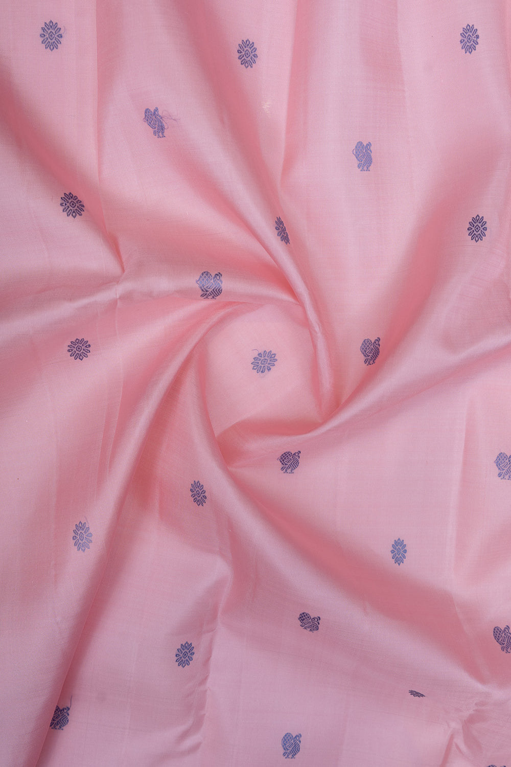 Baby pink threadwork pure Kanchipuram silk saree