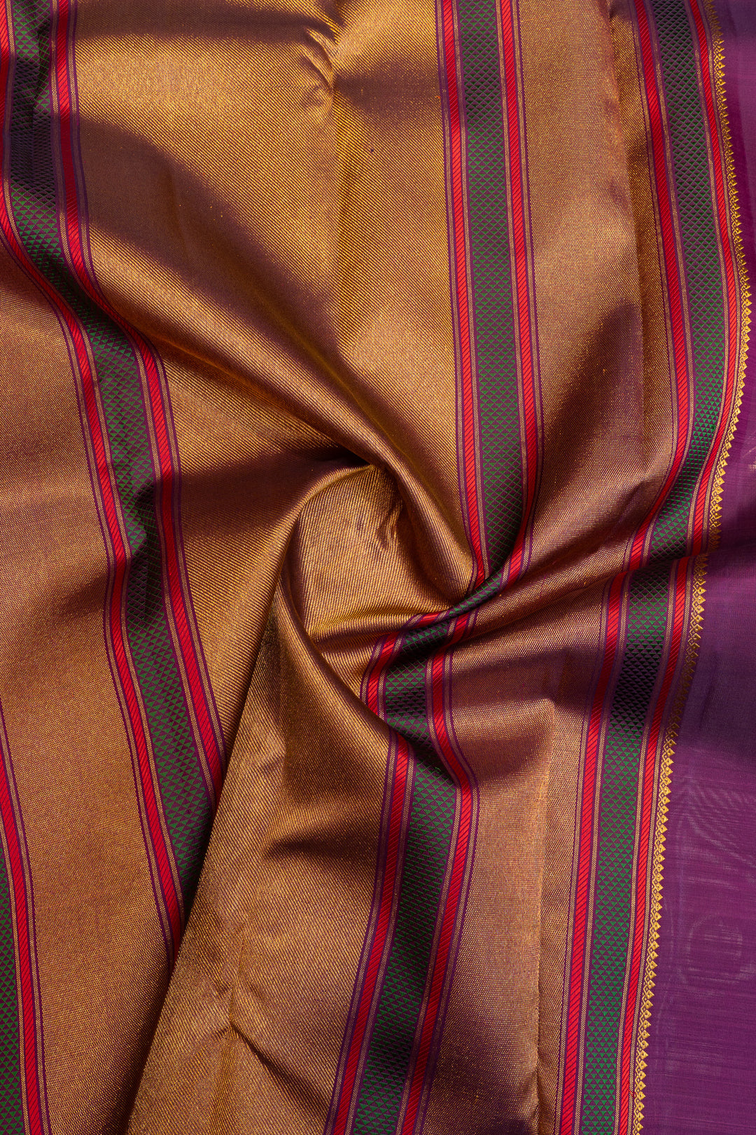 Lilac and purple traditional pure Kanchipuram silk saree