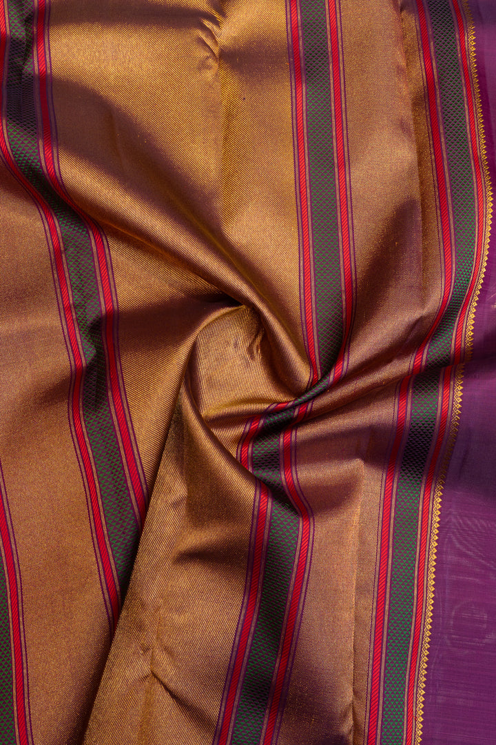 Lilac and purple traditional pure Kanchipuram silk saree