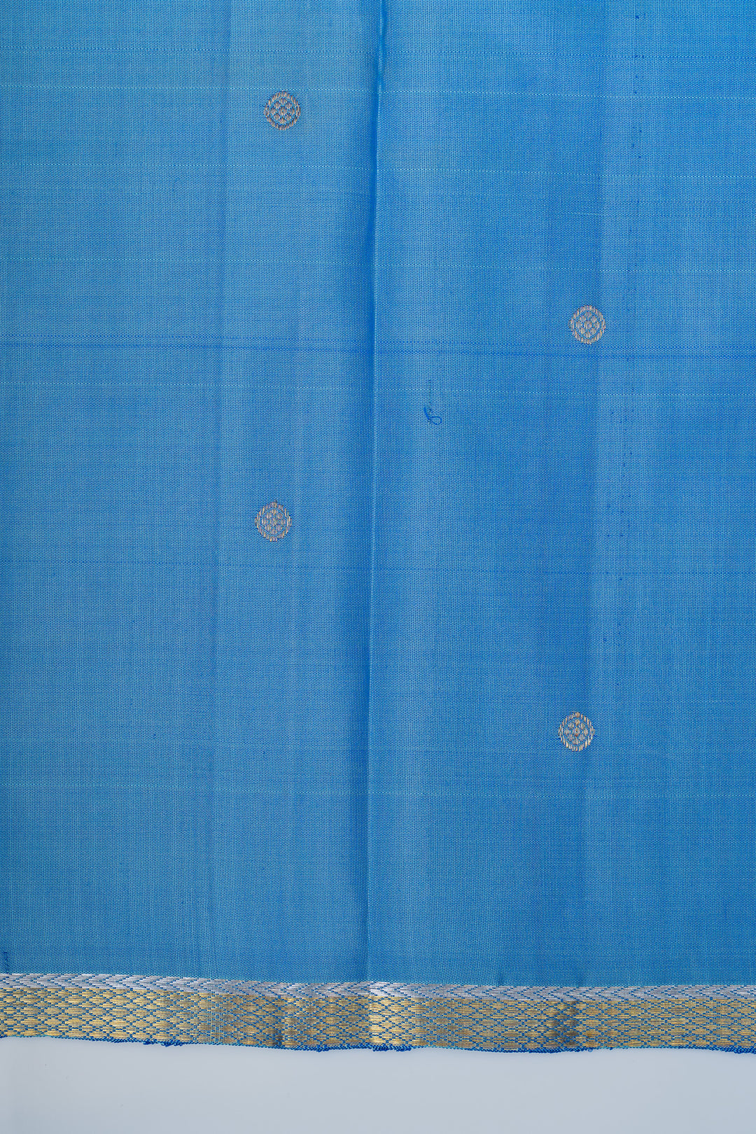 Pastel blue and grey traditional pure kanchipuram silk saree