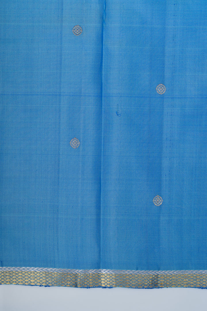 Pastel blue and grey traditional pure kanchipuram silk saree