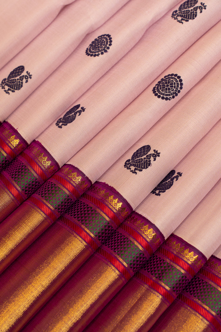 Lilac and purple traditional pure Kanchipuram silk saree