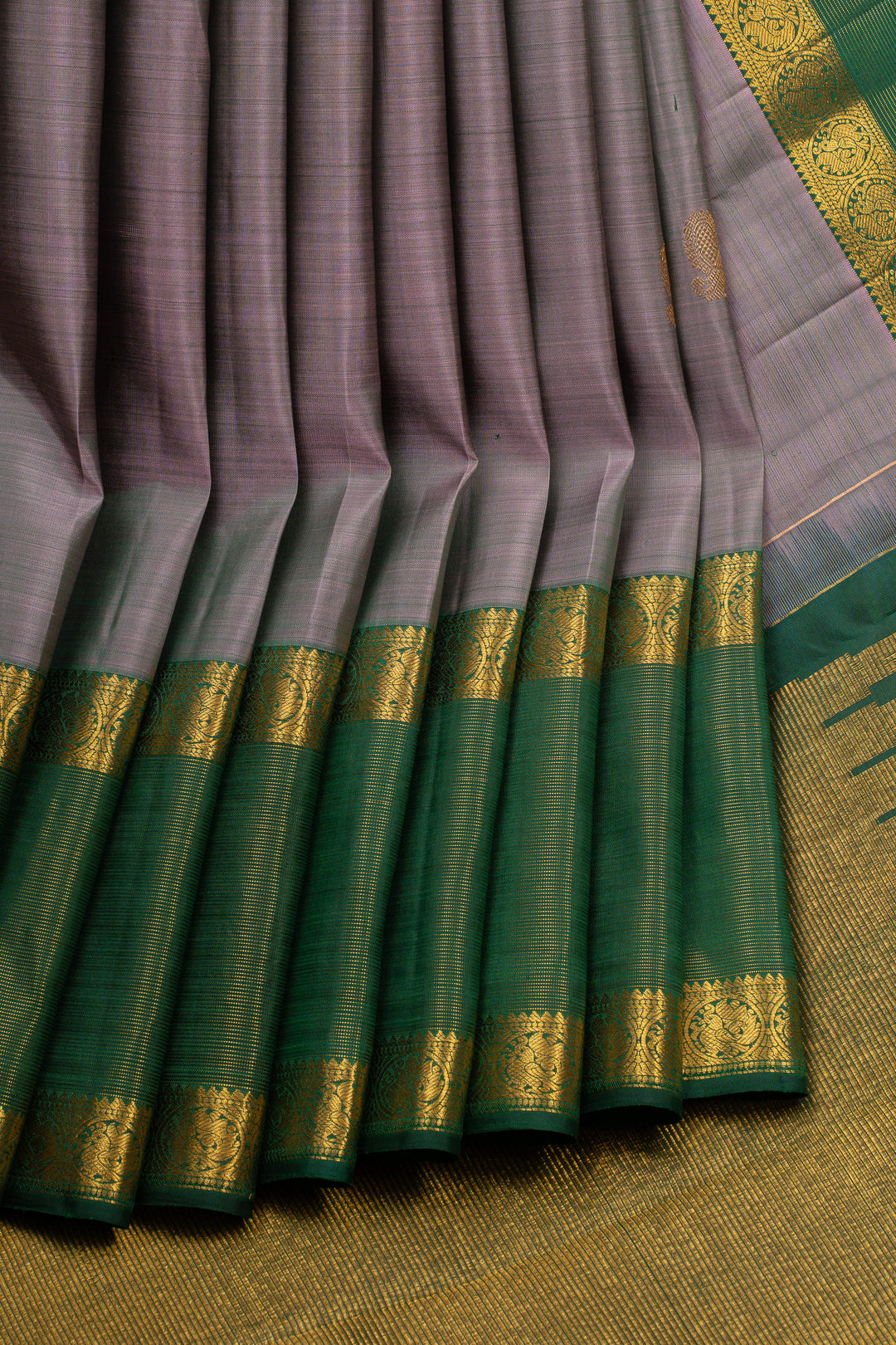 Greyish purple Vairaoosi border pure kanchipuram silk saree
