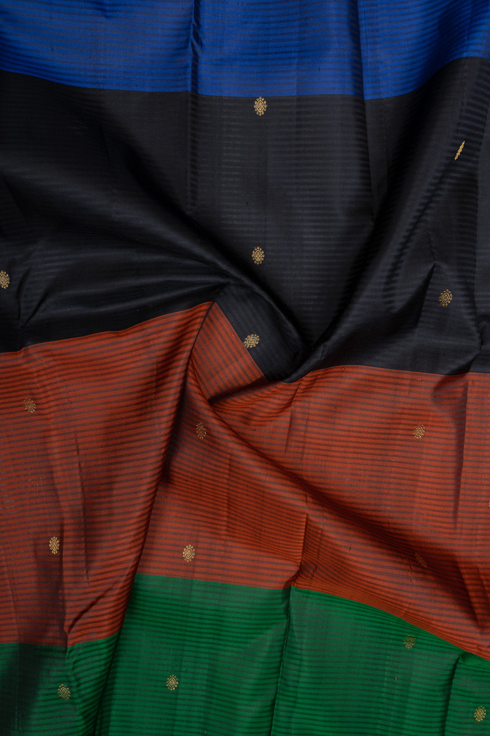 Maroon multi stripes pure Kanchipuram silk saree