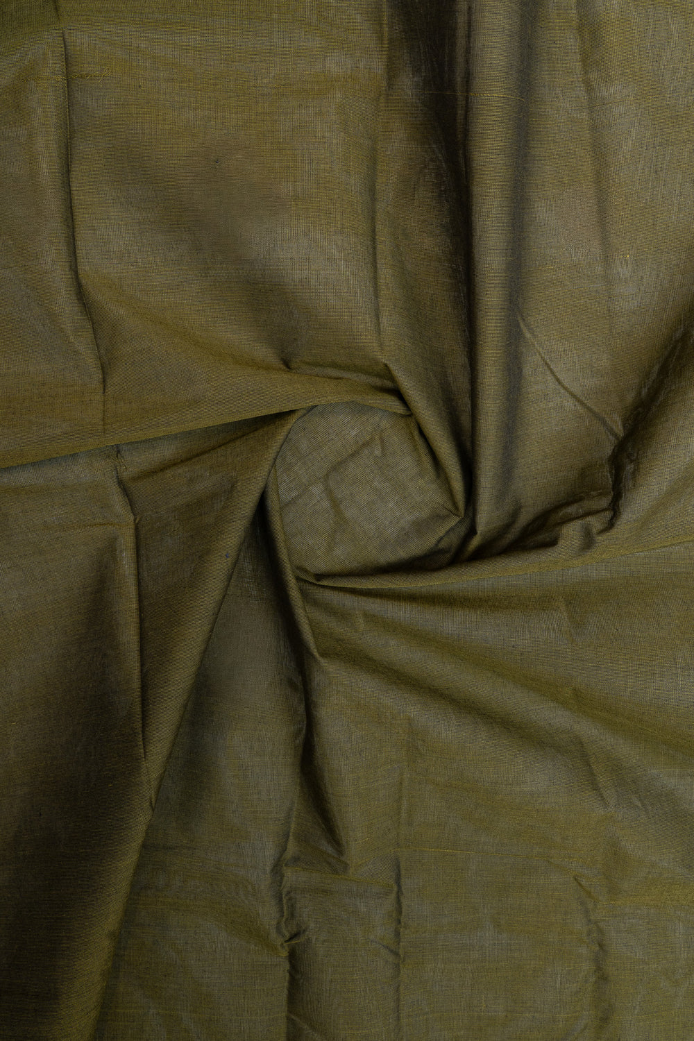 Olive green threadwork pure cotton silk saree