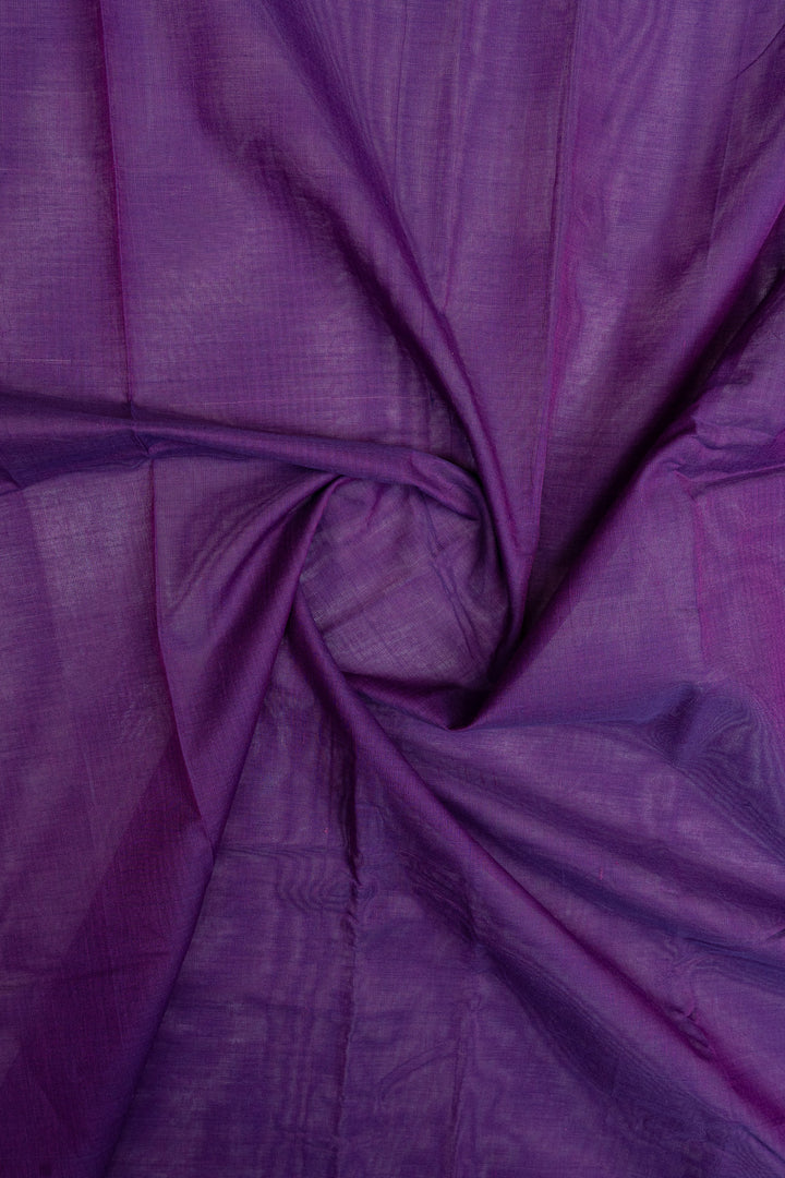 Purple threadwork pure cotton silk saree