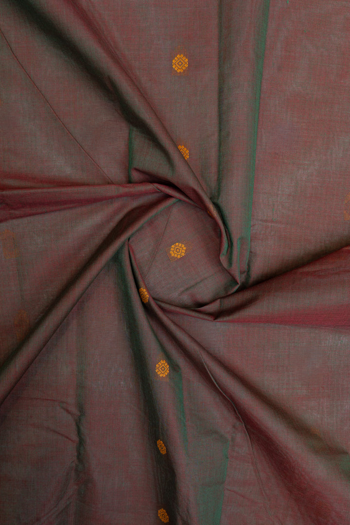 Maroon and green shot colour  pure cotton silk saree