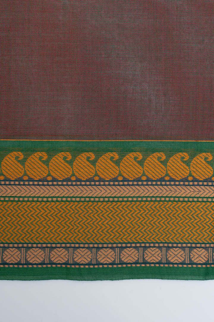 Maroon and green shot colour  pure cotton silk saree