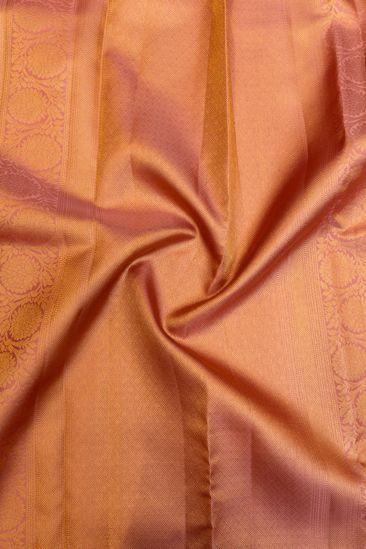 Pastel pink minakari paisley brocade pure Kanchipuram silk saree