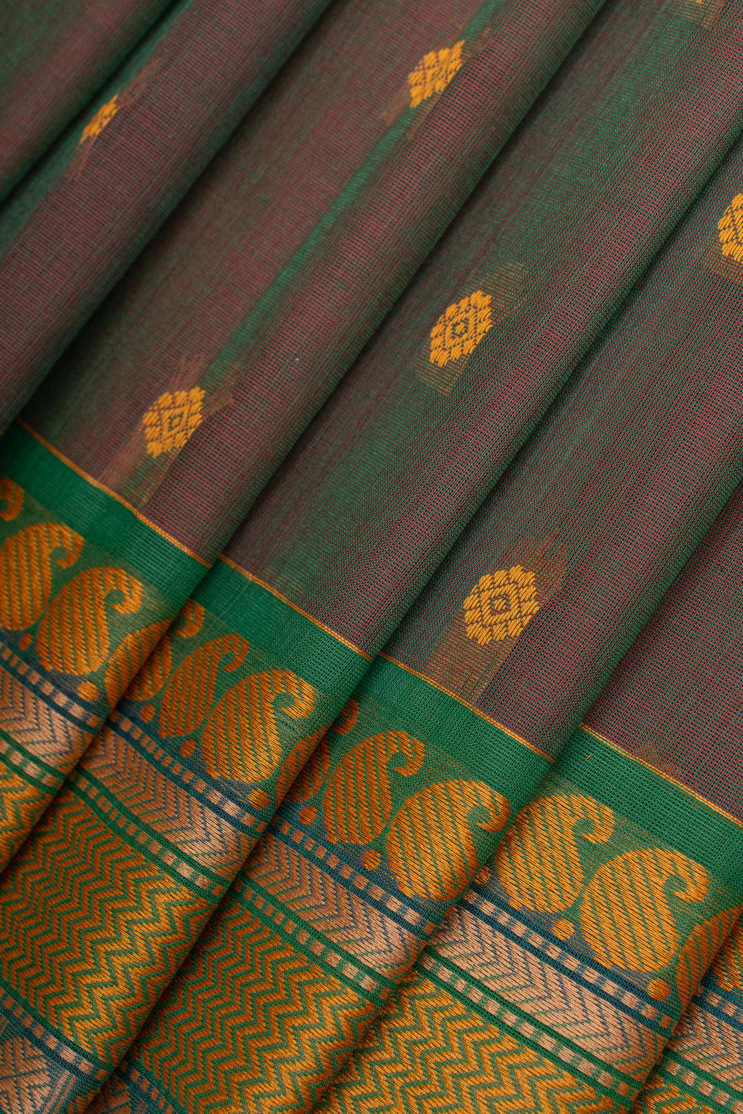 Maroon and green shot colour  pure cotton silk saree