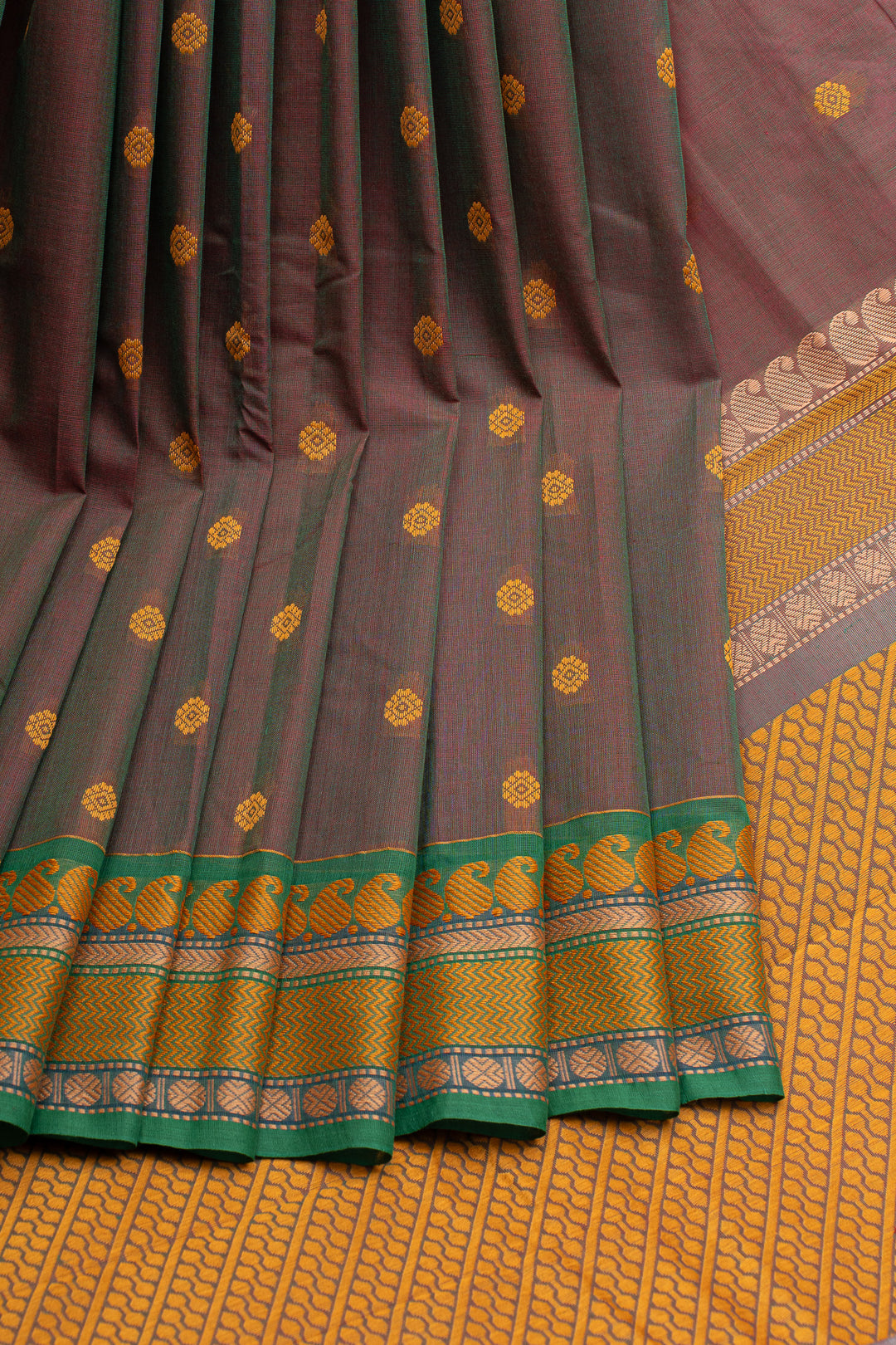 Maroon and green shot colour  pure cotton silk saree