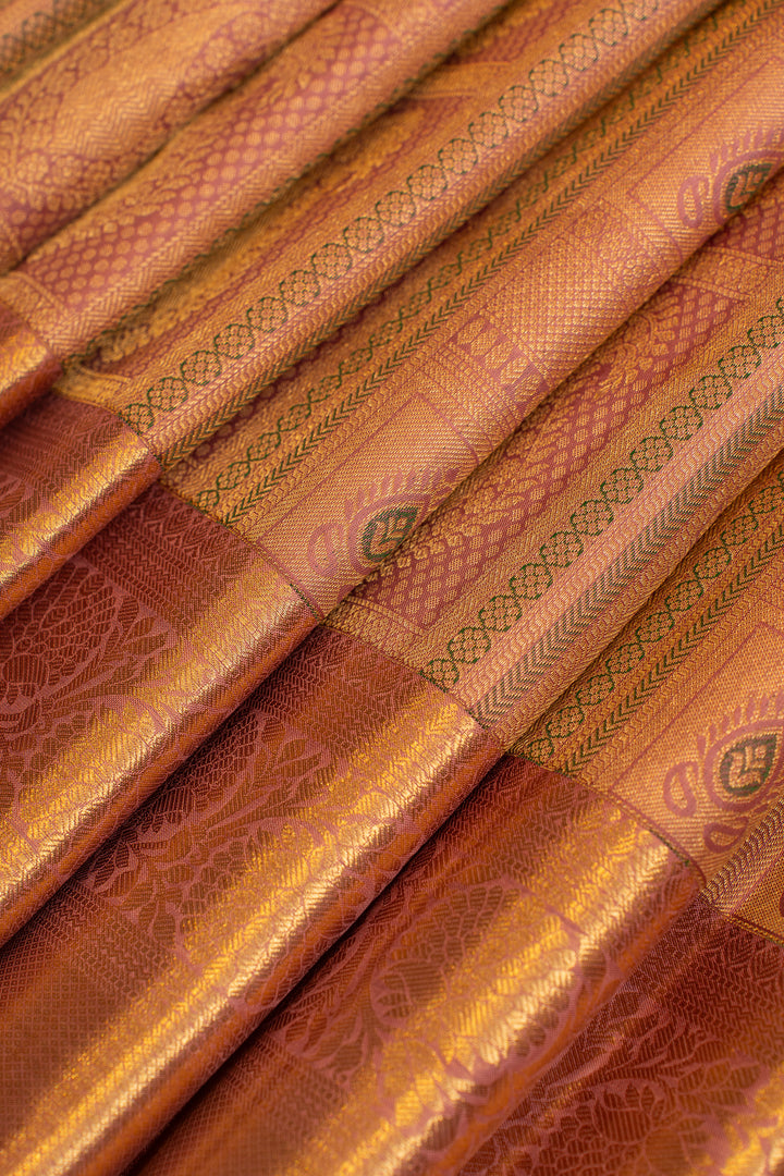Pastel pink minakari paisley brocade pure Kanchipuram silk saree