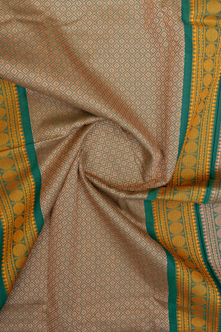 Green traditional pure cotton saree