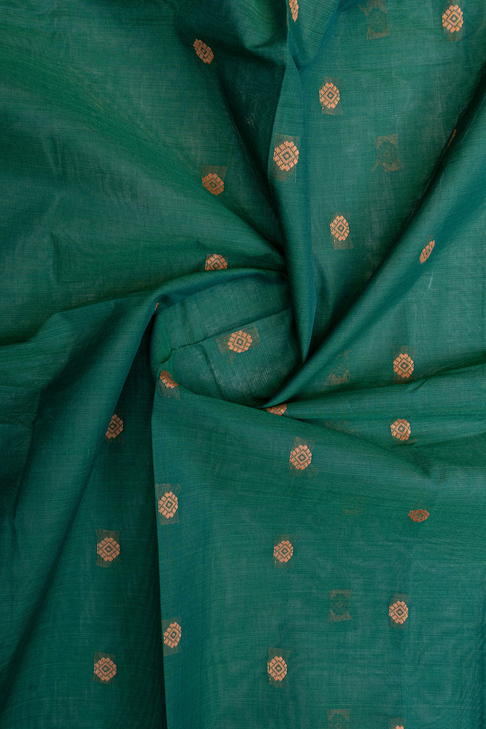 Green traditional pure cotton saree