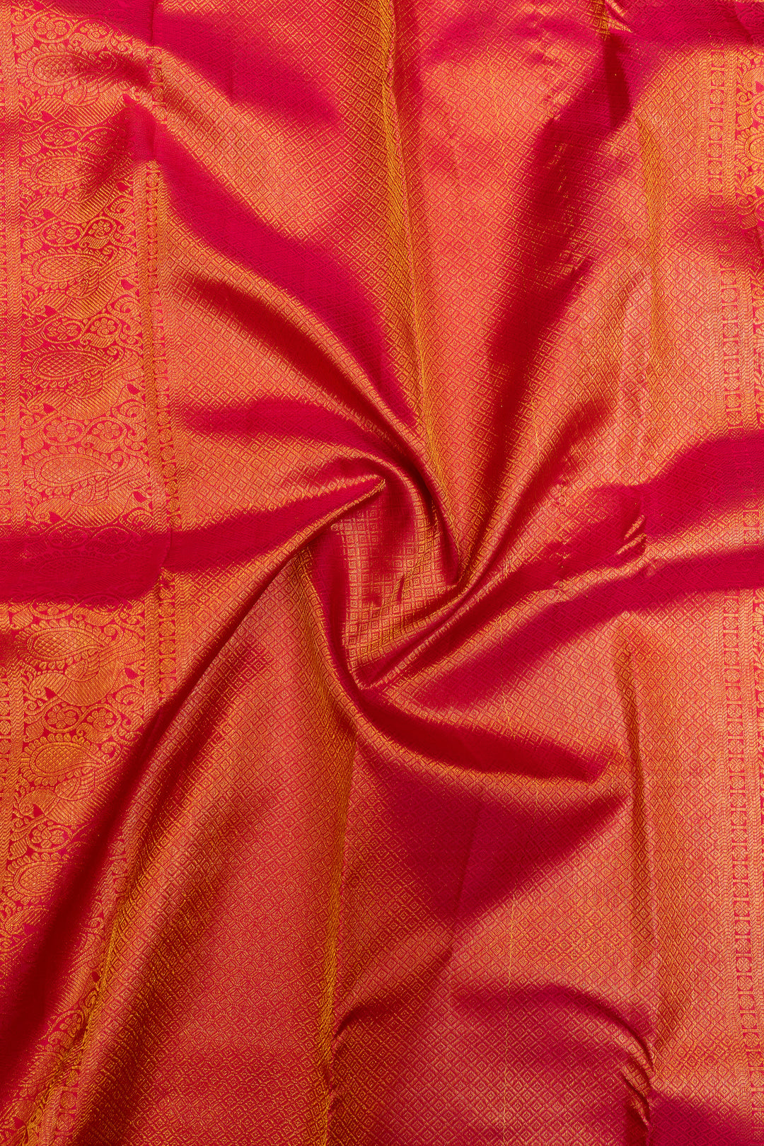Peach turning border pure Kanchipuram silk saree