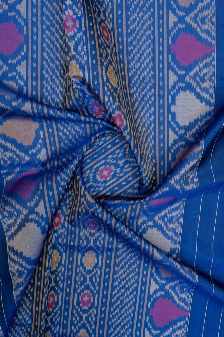 Off white and blue pure Patola silk saree