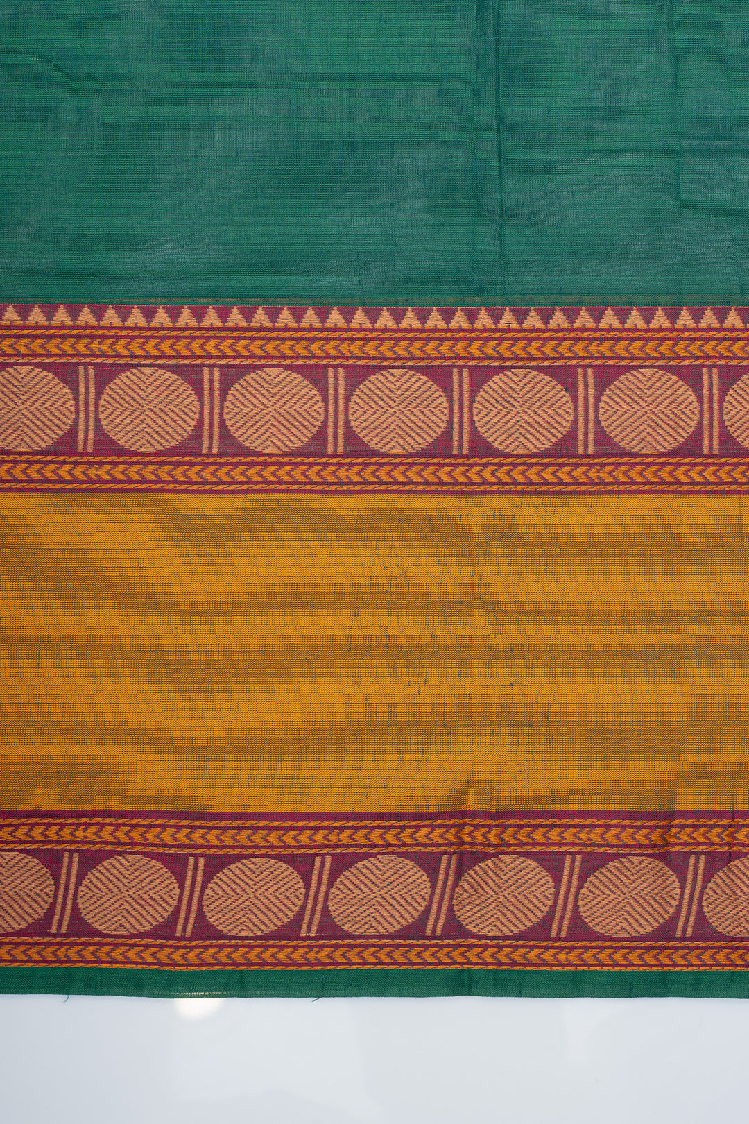 Green traditional pure cotton saree