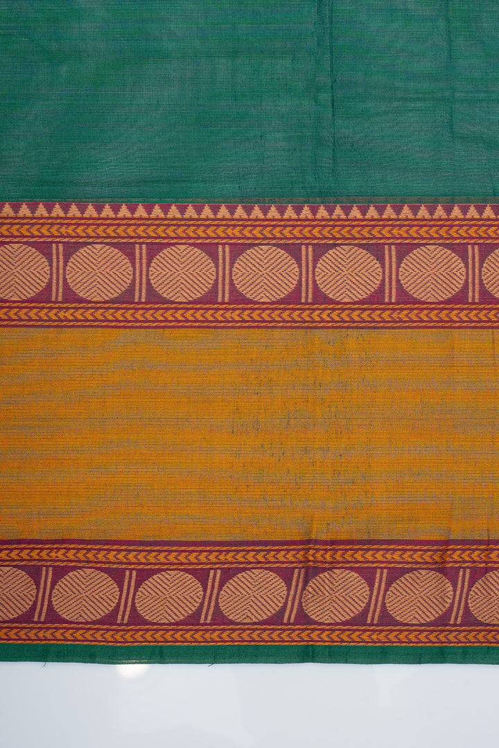 Green traditional pure cotton saree