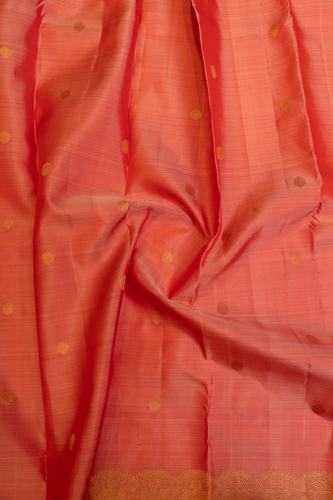 Peach turning border pure Kanchipuram silk saree
