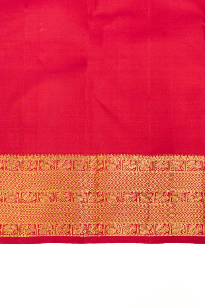 Peach turning border pure Kanchipuram silk saree