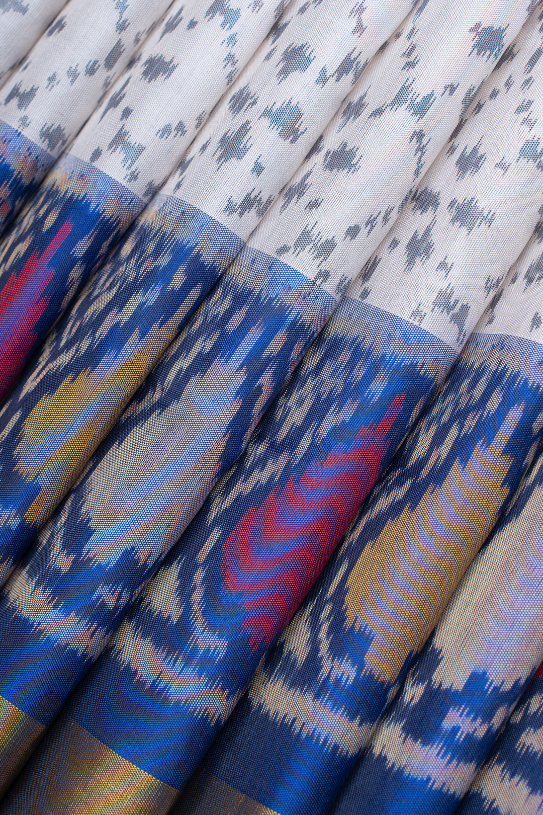 Off white and blue pure Patola silk saree