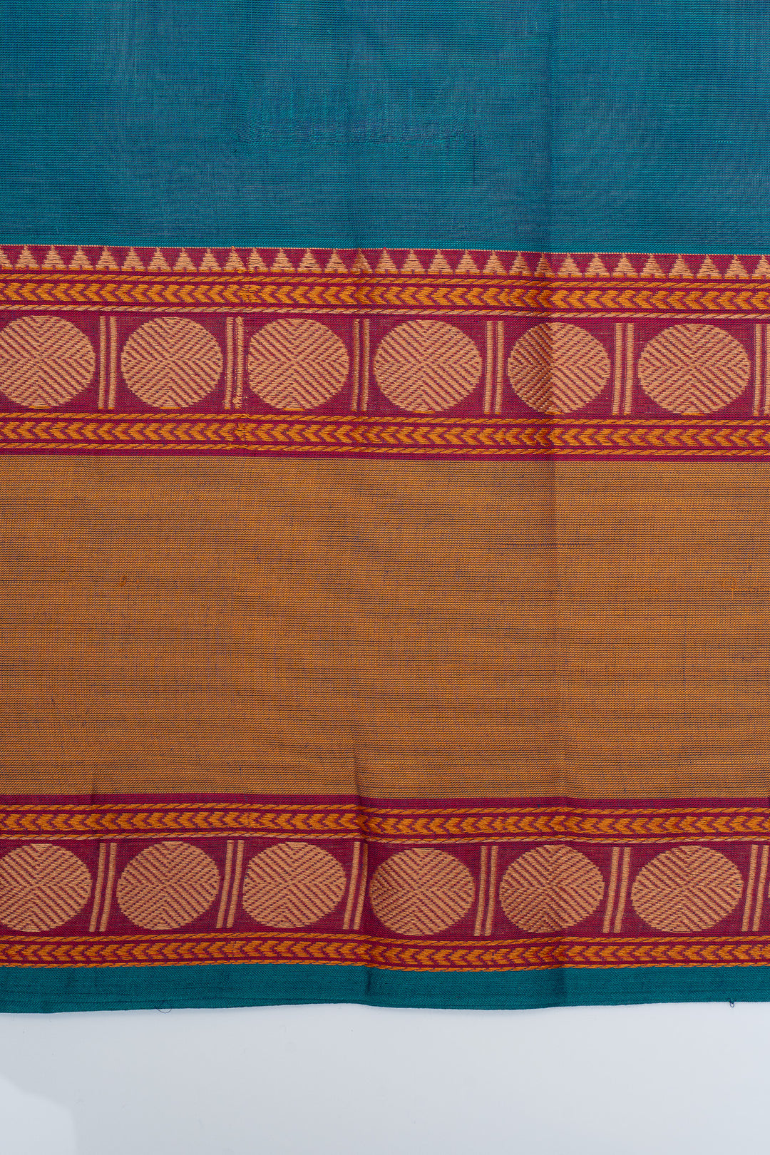 Peacock blue traditional pure cotton silk saree